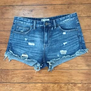 Free People distressed denim jean shorts